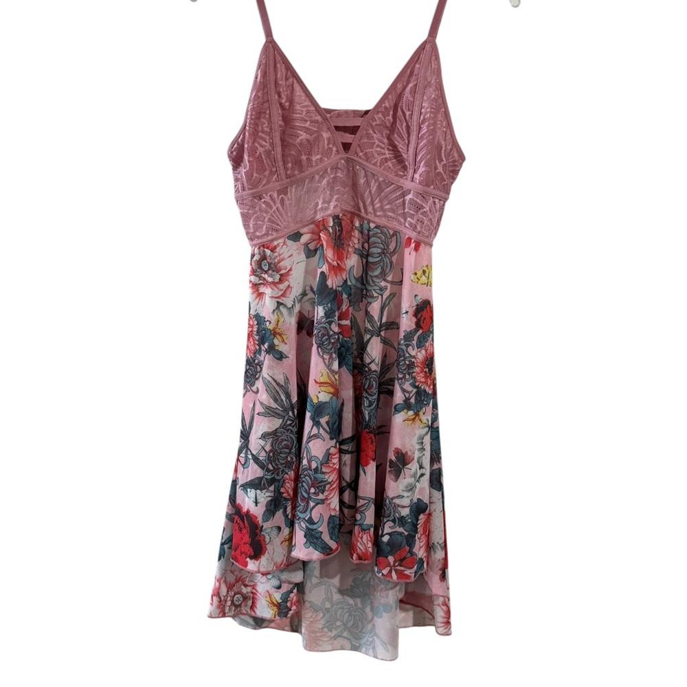 Pink Lace Floral Babydoll Lingerie Plus Size 3X Sheer Mesh Chemise Romantic Sexy